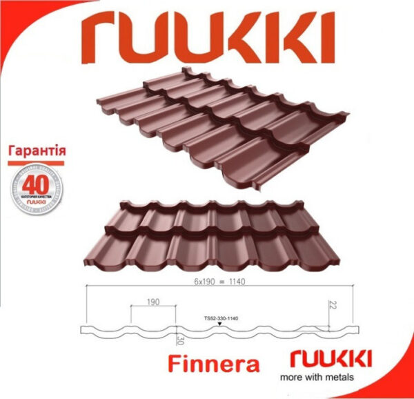 Модульна черепиця  ⁇  Ruukki Finnera  ⁇ Crown BT  ⁇  RR 23  ⁇ - Зображення 2