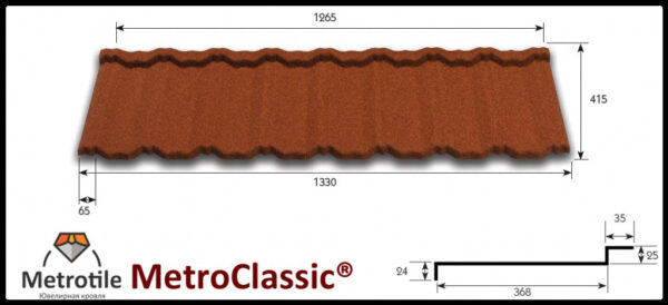 Металочерепиця Metrotile classic Charcoal - Зображення 5